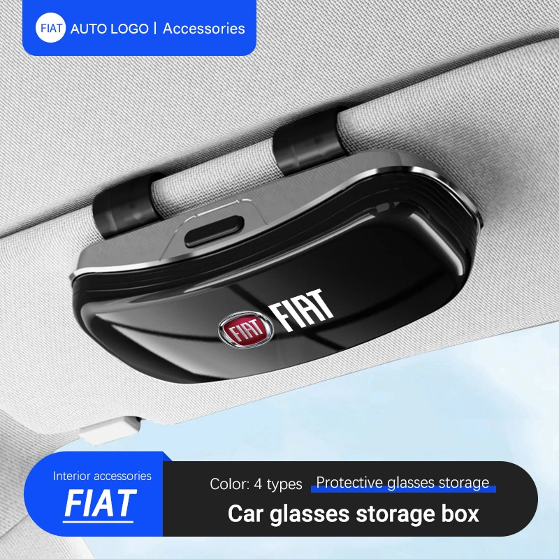 Caja de gafas para visera de coche, estuche de almacenamiento para gafas de sol para FIAT Abarth 500 Ducato Panda Grande Punto Tipo Pulse Strada 600 500L Mobi