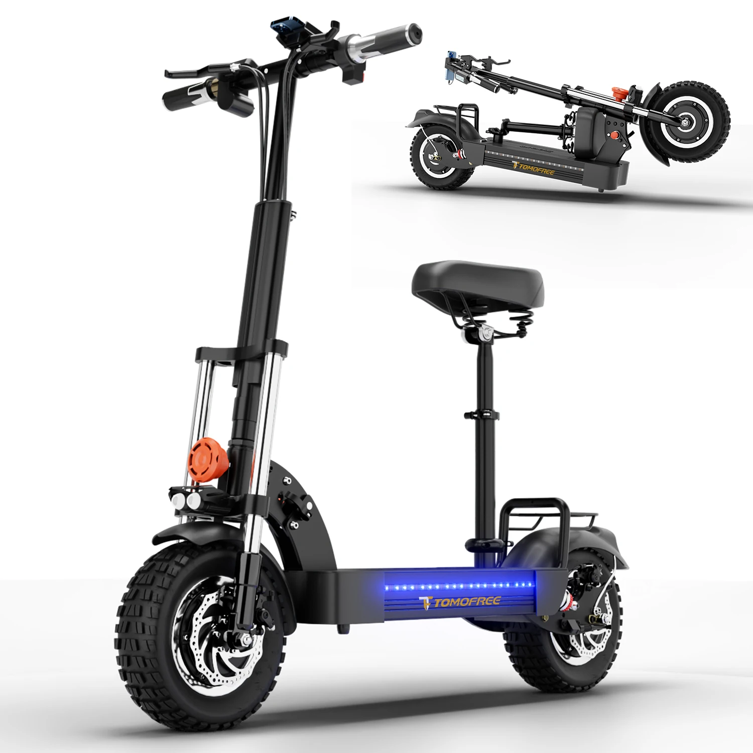 11'' Off-Road Electric Scooter 2400W Dual Motor 48V 20Ah Battery 40Mph with Seat