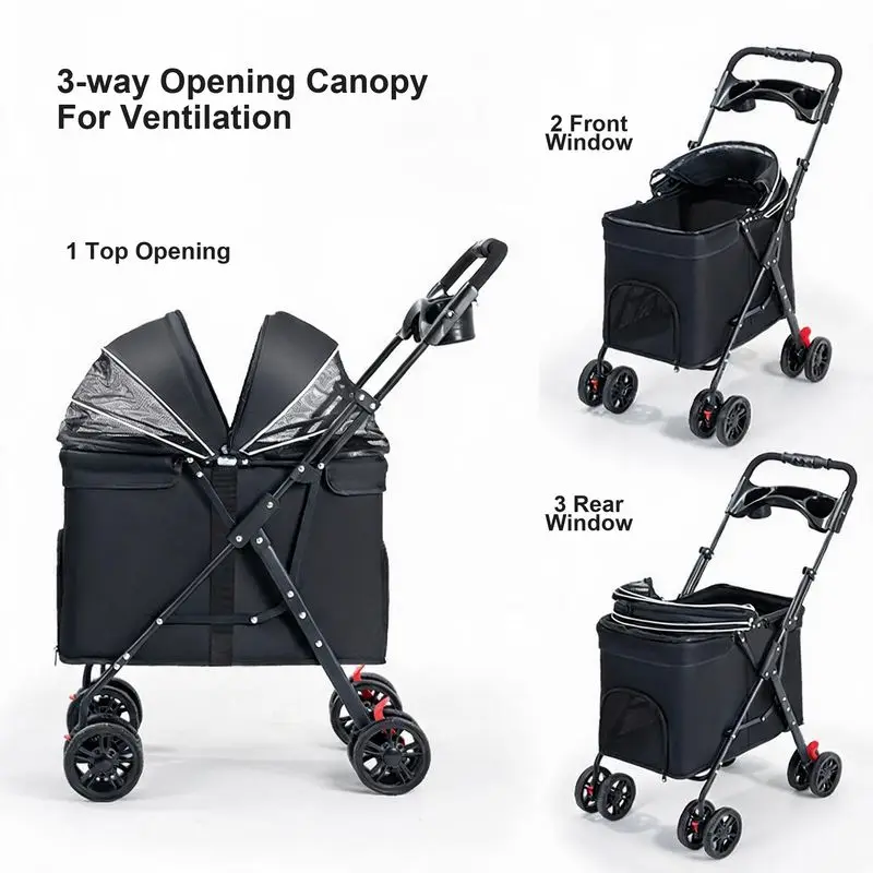 Portable Folding Pet Trolley – Pull & Push Dog Walking Cart for Cats & Dogs