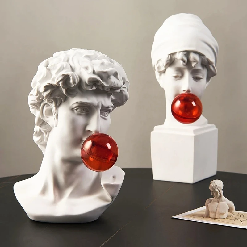 SEWS-1Pcs Classic Busts Statue Greek Mythology Figurine Bubble David Portrait Sculpture Resin Practice Craft Sculpture