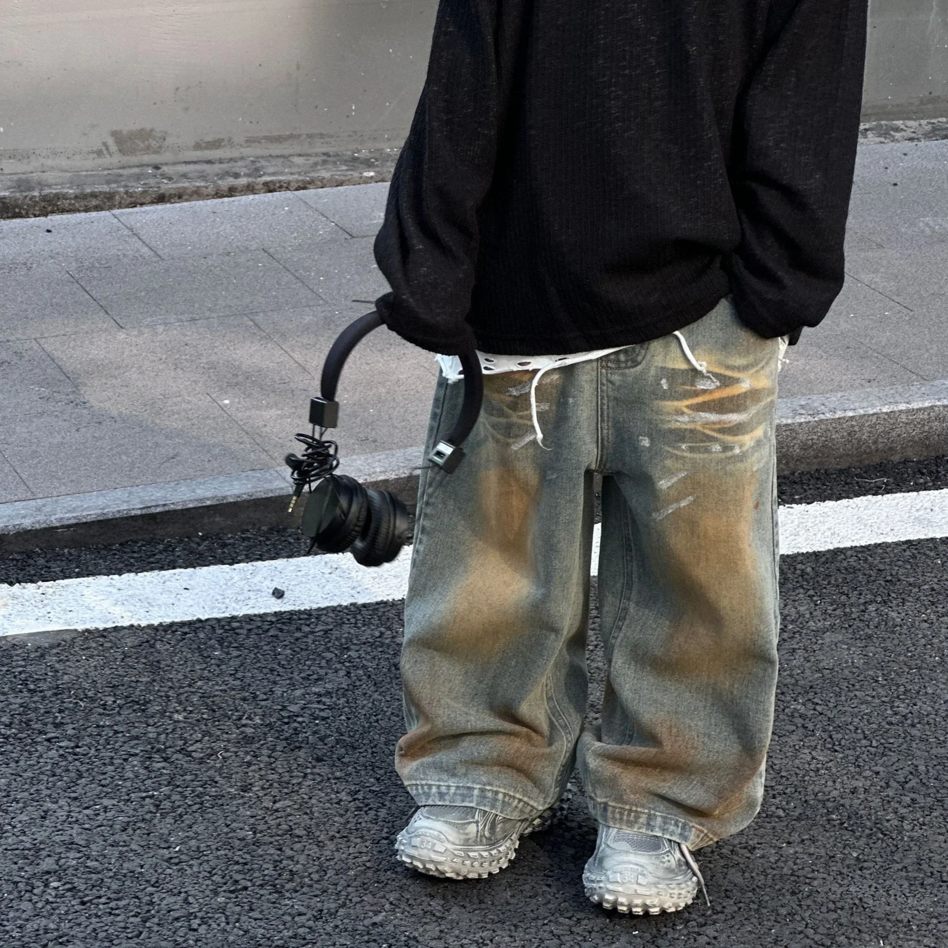 

Children Clothes New Boys Denim Pants Fashion Autumn 2024 Vintage Handsome Boys Cool Loose Kids Simple Straight Leg Jeans