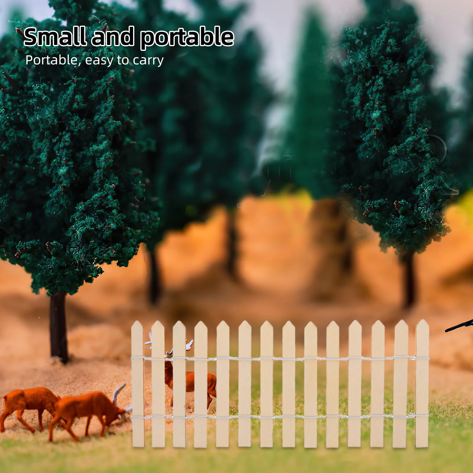4Pcs Wooden Picket Fence for Miniature Garden Outdoor Decor Rustic Natural Unfinished Slats Easy Install Fairy Landscape Craft