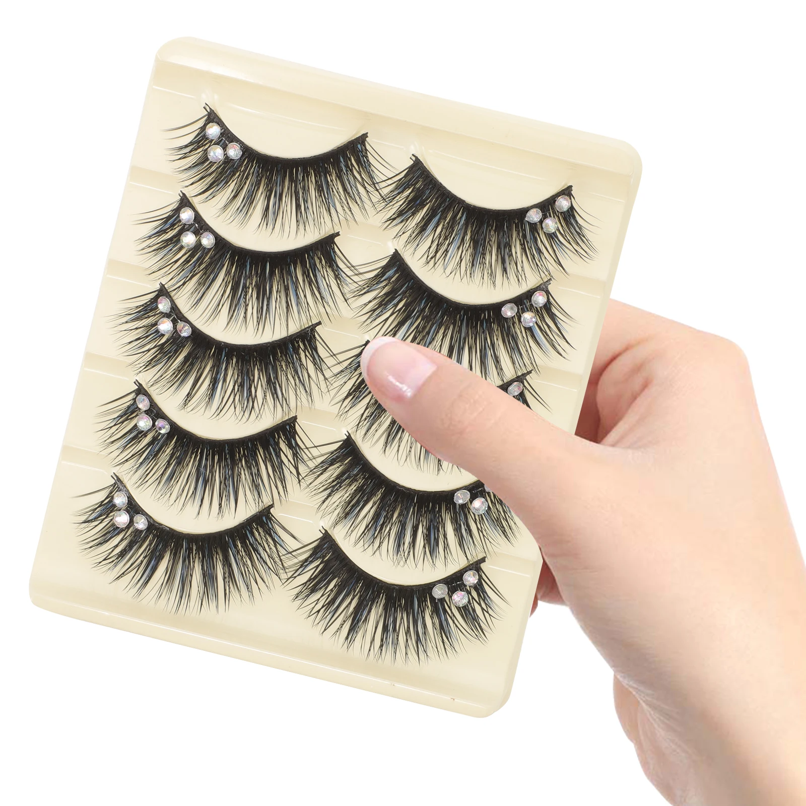 

5 Pairs Fake Eyelashes Hardcore Strips Artificial Fiber False Eyelashess Faux Extensions for Women