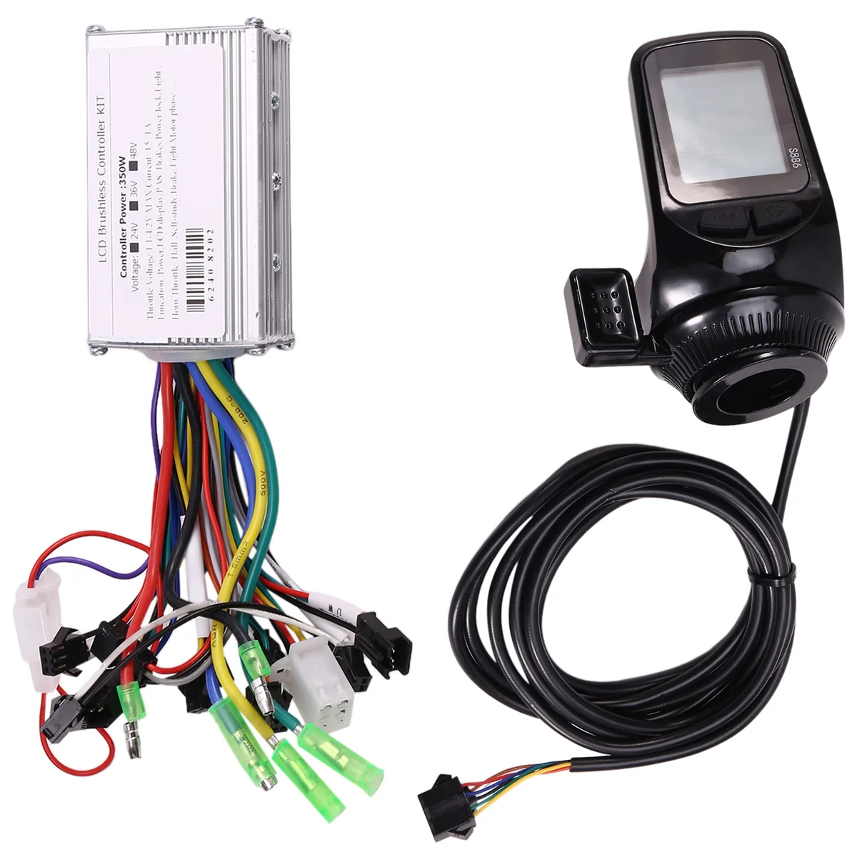 Suitable Electric Bicycles Scooters Brushless Motor Controller & S886 LCD Display with Thumb Throttle Kit