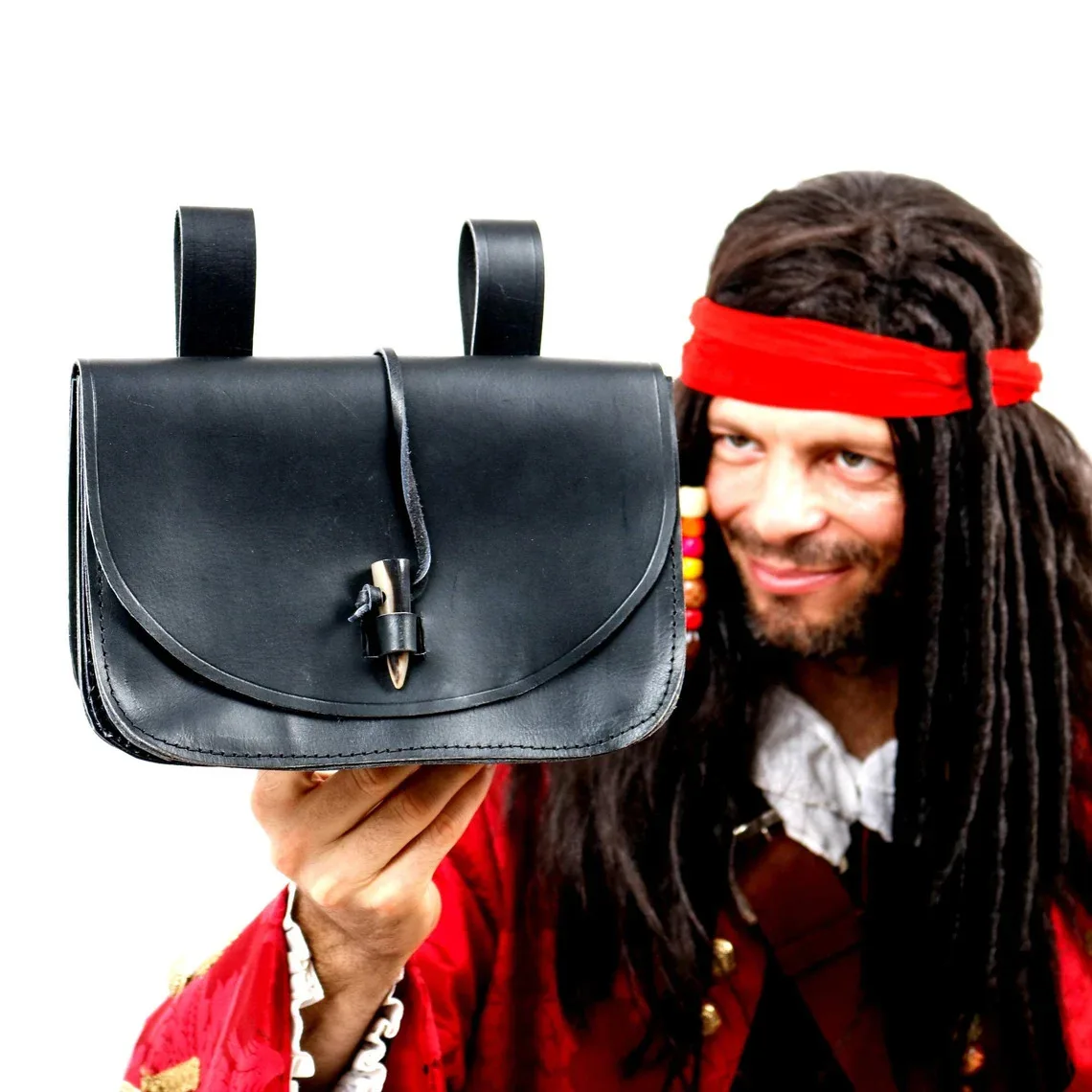 Retro dorosła męska średniowieczna renesansowa klamra z rogu brązowa praktyczna telefon komórkowy portmonetka saszetka na talię rekwizyty na występy nowość