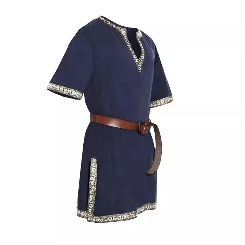 Mittelalterliches Kinderhemd-Kostüm, Piratenhemd für Jungen, Ritterhemd, Baumwoll-Leinen-Tunika, Oberteile, Renaissance-Halloween-Cosplay-Outfit – Detail 4