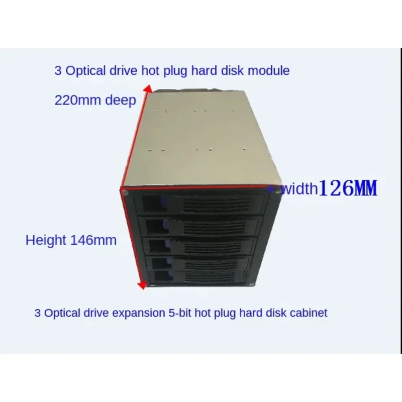 SAS Hard Cage, Chassis, 3 Optical Drive Expansion, 5-Bit 3.5-Inch Hot Swappable Module Set With Backplane,Built-In NAS Box