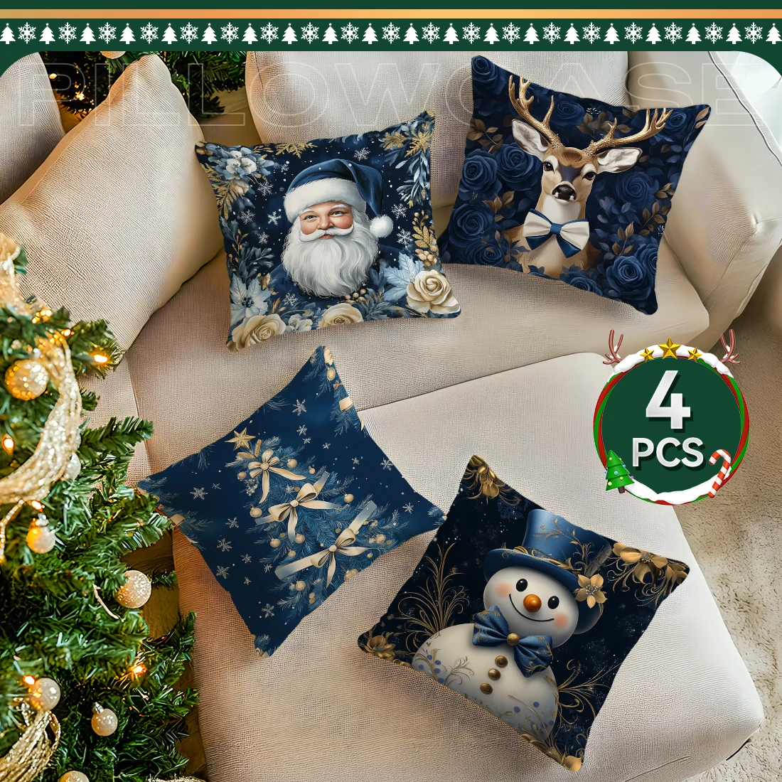 خمر زينة عيد الميلاد المخدة المطبوعة البوليستر 40/45/50 سنتيمتر رمي غطاء وسادة وسادة أريكة الزخرفية المخدة ديكور المنزل #3