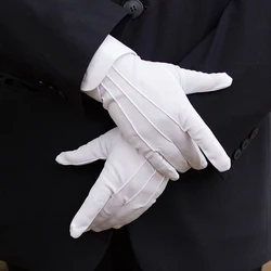 White Formal Gloves Elegant Full Finger Tuxedo Guard Parade Santa Men Fancy Inspection Driving Mittens Womens Non-Slip Gloves