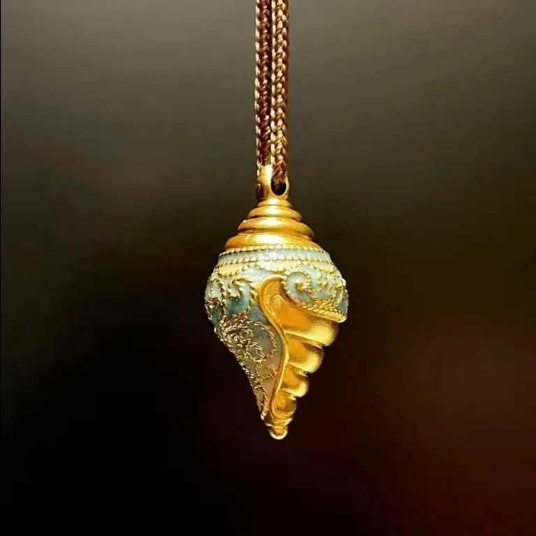 National trend ancient method conch pendant necklace new Chinese enamel frosted craft retro exquisite clavicle chain