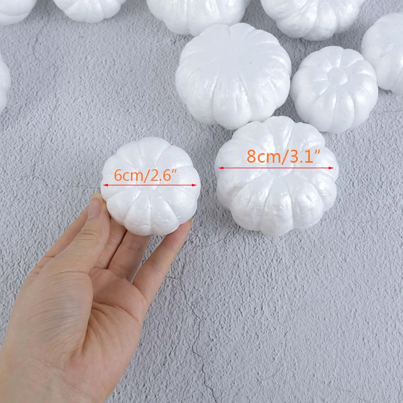 10Pcs 6/8cm DIY Halloween Foam Pumpkins Polystyrene Styrofoam Foam White Pumpkin For Halloween Home Decor Kids Handmade Crafts - view 6