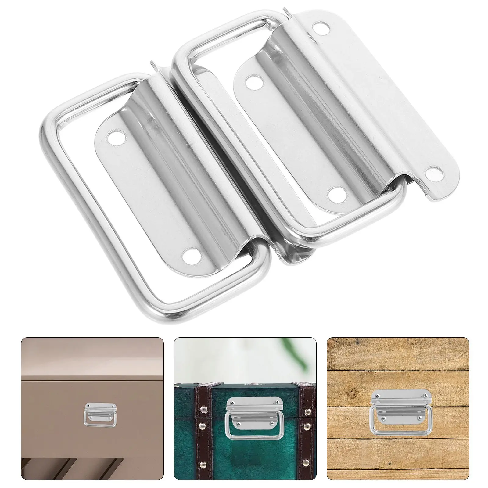 

2Pcs Stainless Steel Folding Handles for Boxes Industrial Iron Box Handle Material Easy Installation Flight Storage