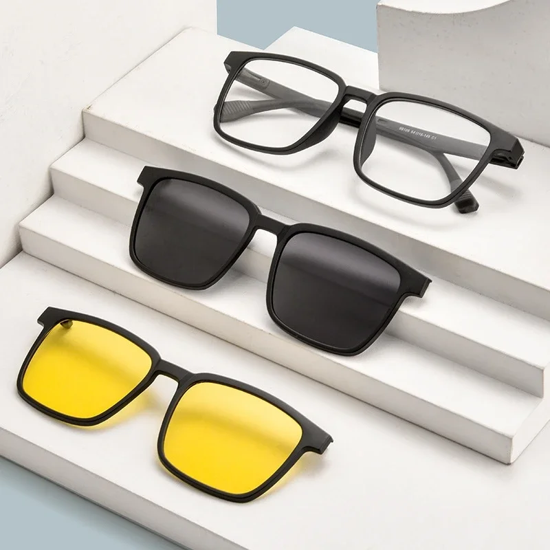 KIZN الاستقطاب مشبك مغناطيسي نظارات موضة مربع للرؤية الليلية البصرية وصفة النظارات الإطار الرجال والنساء 99105R
