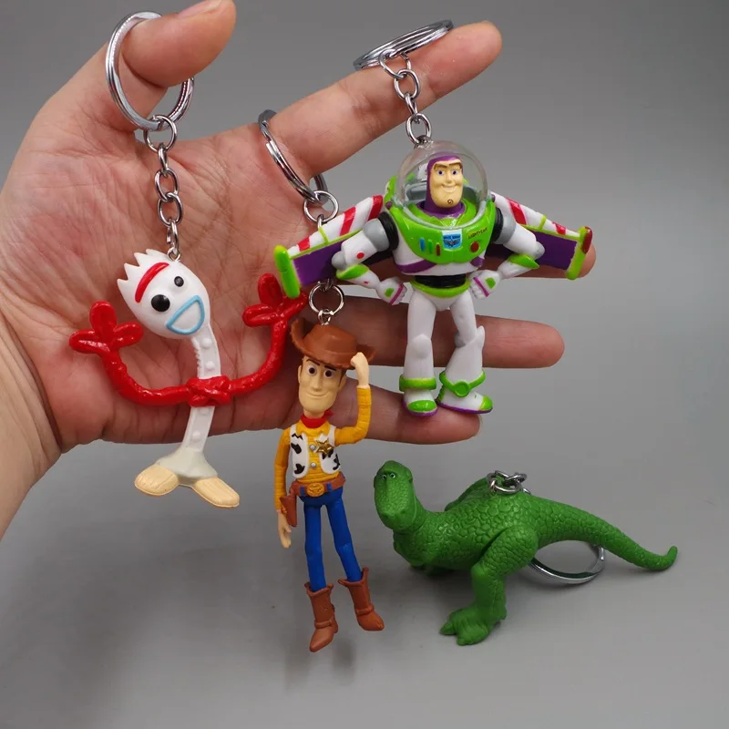 Toy Story 4 Woody Buzz Lighty Forky Rex Keychain Action Figures Mini keyring Dolls Kids Toys For Children Christmas Gift