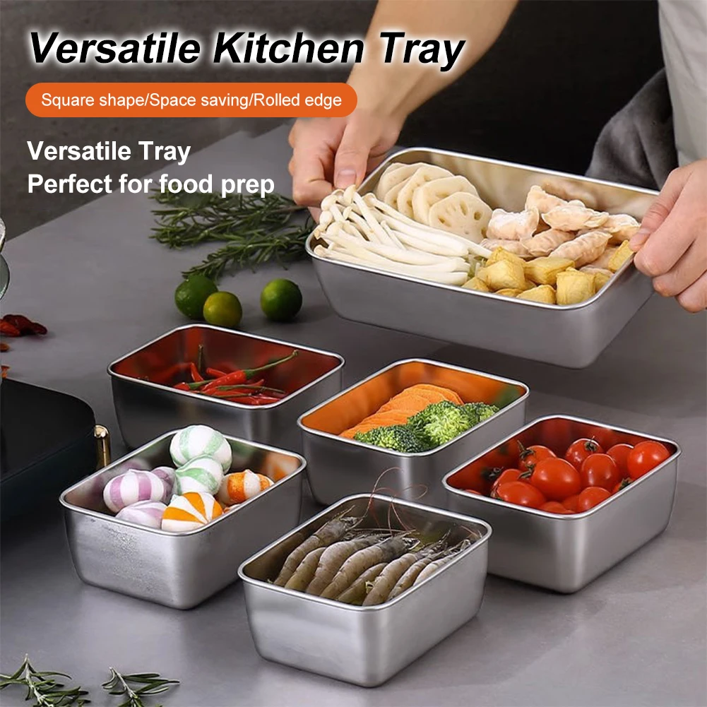Refrigerator Food Sealed Storage Stainless Steel Fresh Keeping Metal Box Large Capacity Container Box Lunch Bento Boxs with Lid