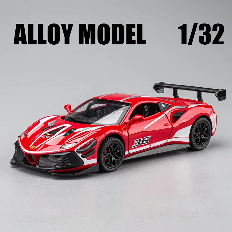 Ferrari Smile Car Alloy Diecasts and Toy Vehicles, Version piste, Son, Lumière, Berceau arrière, Cadeaux pour enfants, 1:32, 488