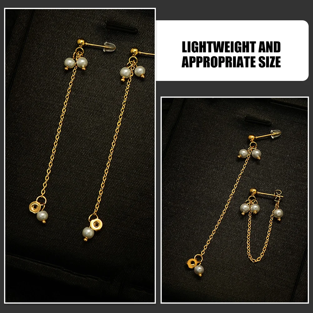 

1 Pair Pearl Dangle Earrings Lightweight Chain Earrings For Women Party Wear Trendy Ear Ornament Festival Jewelry Decor