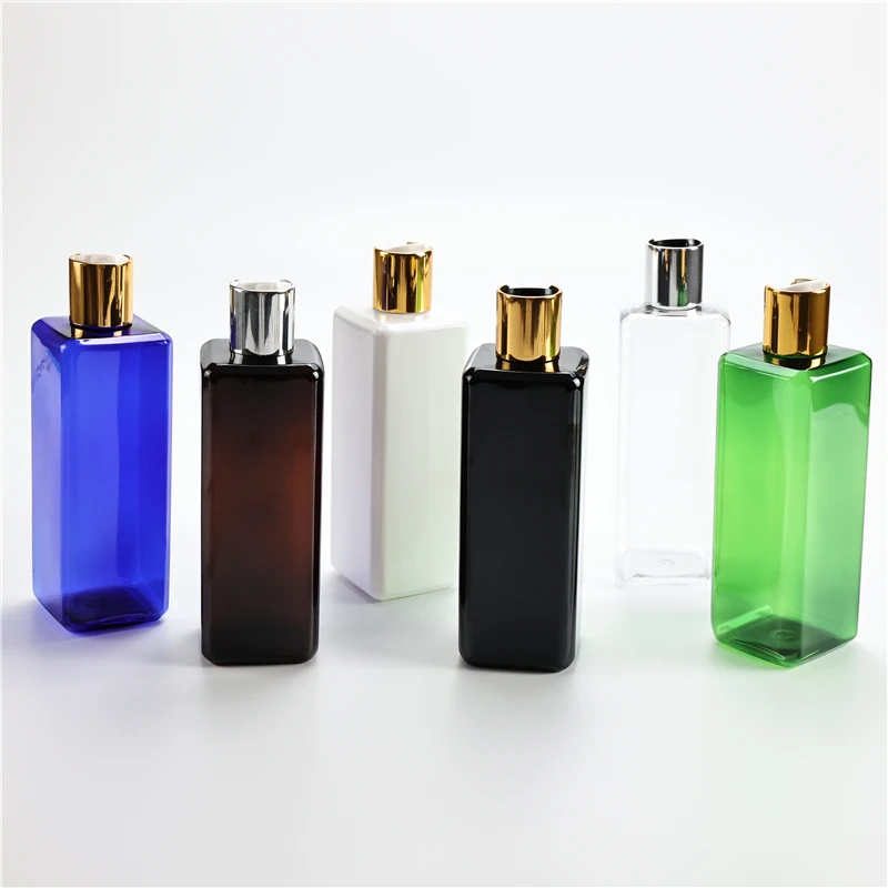 Botellas Vacías de plástico con tapa superior de disco, contenedor de líquidos cosméticos, champú, PET, Multicolor, 300ML X 20