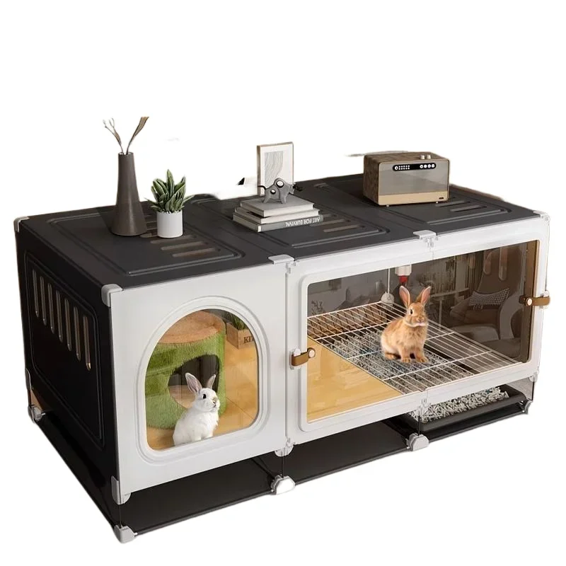 Rabbit cage winter indoor special automatic manure cleaning with toilet anti-spray urine special nest guinea