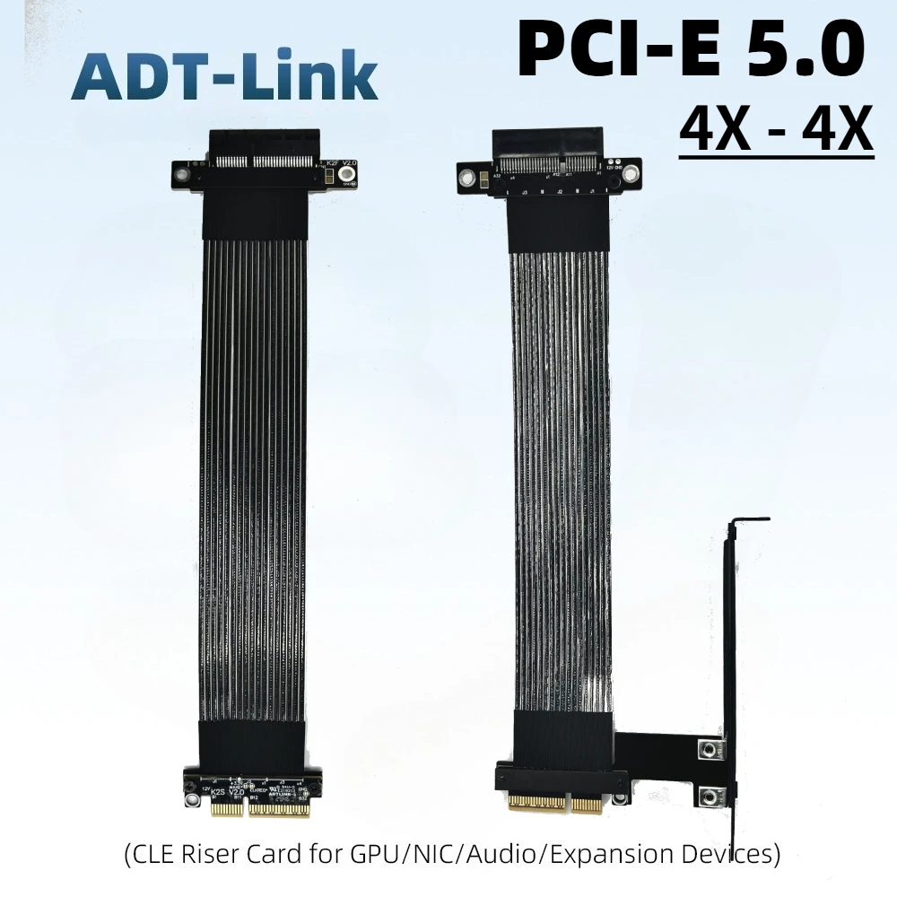 PCI Express PCI-E 5.0 4X Adapter Riser Card 180 Degree Converter Card Baffle For Server Chassis Computer PCIe 5.0 X4 To X4 Riser