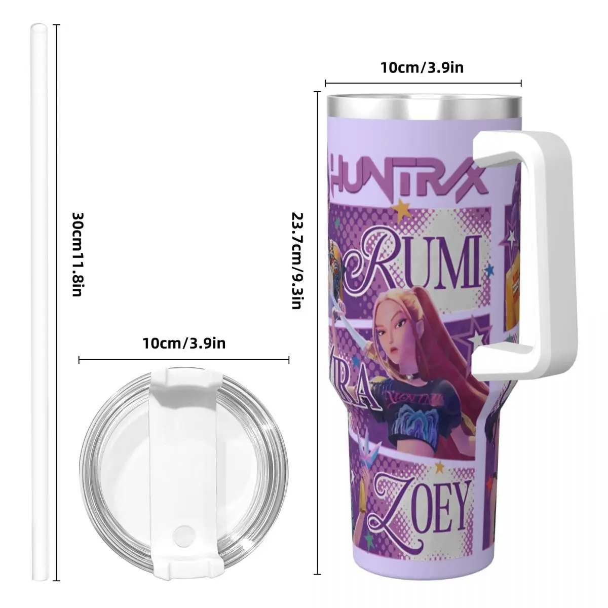 كوب KPop Demon Hunters من الفولاذ المقاوم للصدأ كوب رومي ميرا زوي للسفر كوب حراري مع شفاطات وغطاء 40 أونصة أكواب سيارة زجاجة ماء #4