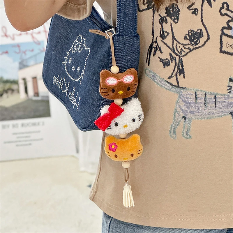 Sanrio Plush Stuffed Soft Doll Keychain Cartoon Hello Kitty Plushies Bag Pendant Accessories Girls Gift Kids Toys