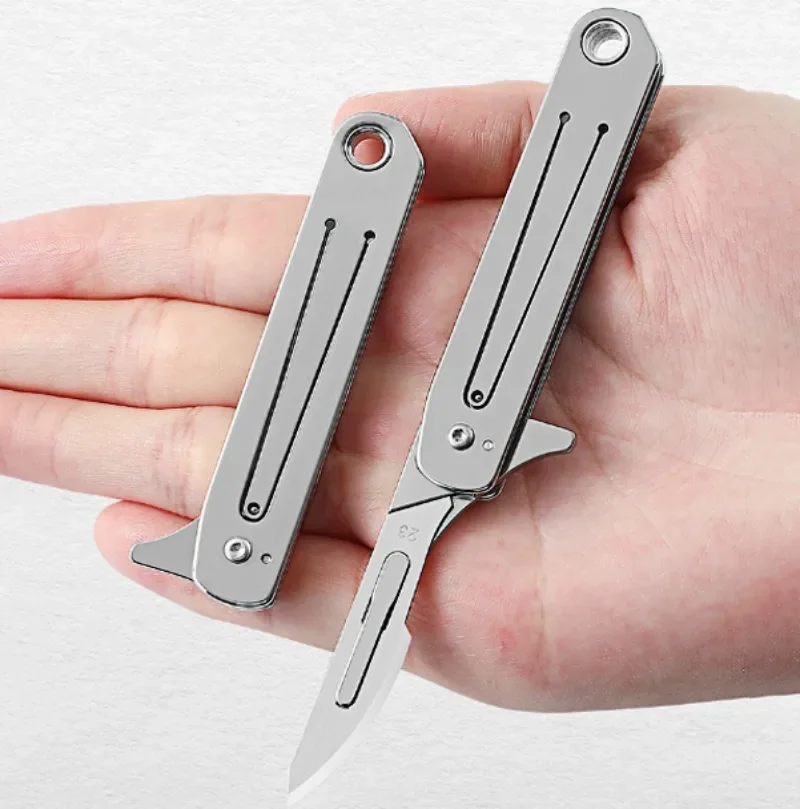 High Hardness Stainless Steel Folding Surgical Knife for Outdoor Camping EDC Portable Unboxing Knife with 10pcs Blades Included