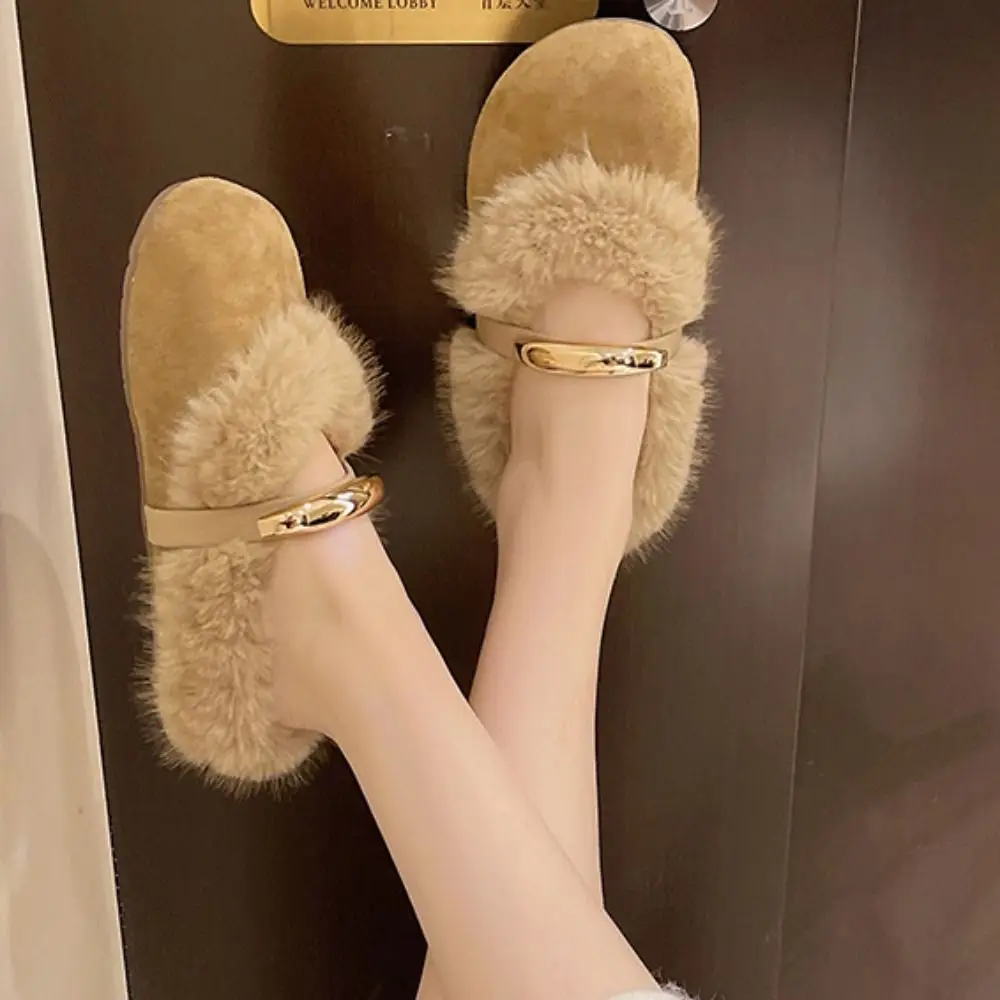 

Fashion Suede Leopard Print Warm Slippers Soft Round Head Coral Fleece Slippers Home Wear Anti-slip Retro Winter Shoes Women