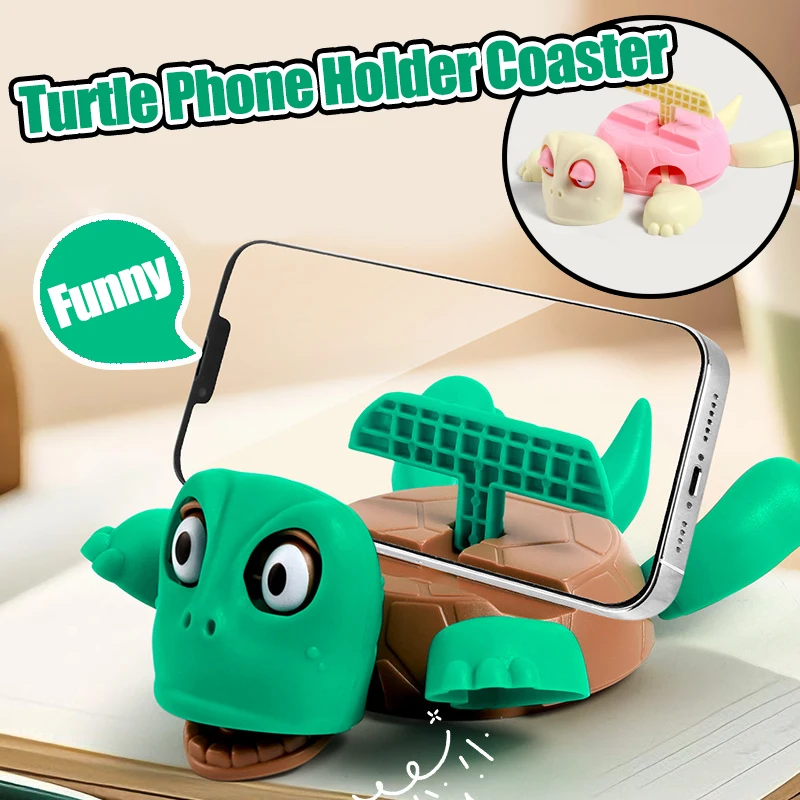 

3D Turtle Cup Pad Phone Holder Coaster Support Coffee Mug Coaster Cute Desktop Decoration Panicked Pose Kinetic Funny Toys Gifts
