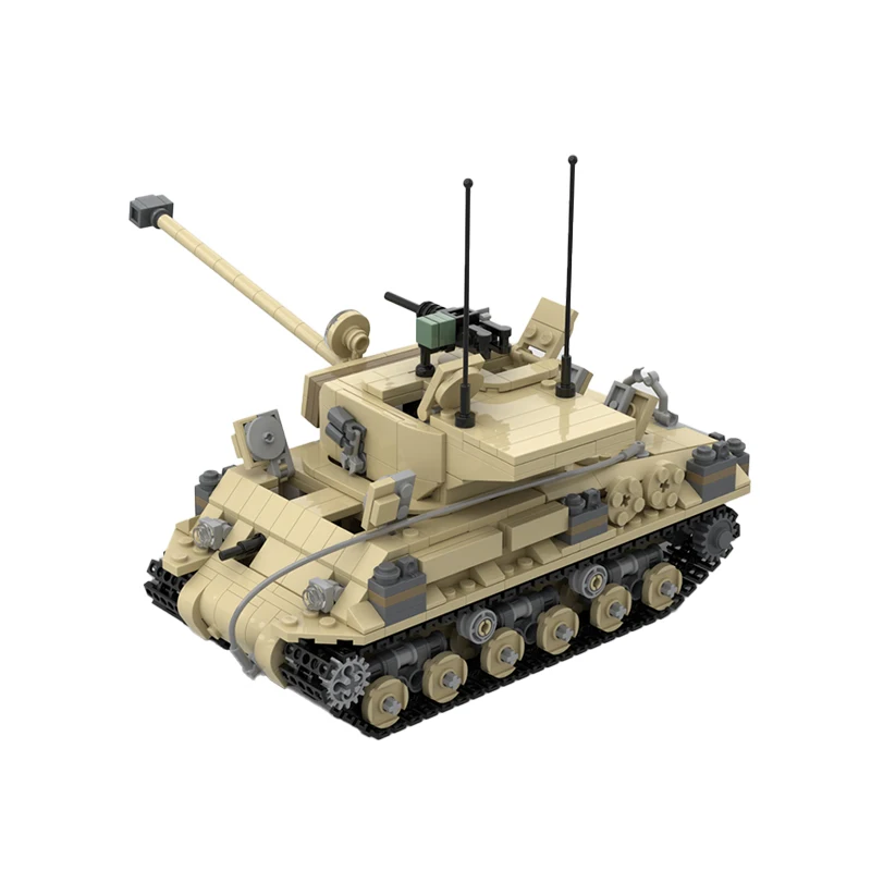 Bloques de construcción MOC serie militar M-51 tanque Super Sherman arma de potencia de fuego vehículo modelo ladrillos conjunto DIY rompecabezas juguetes regalos de navidad