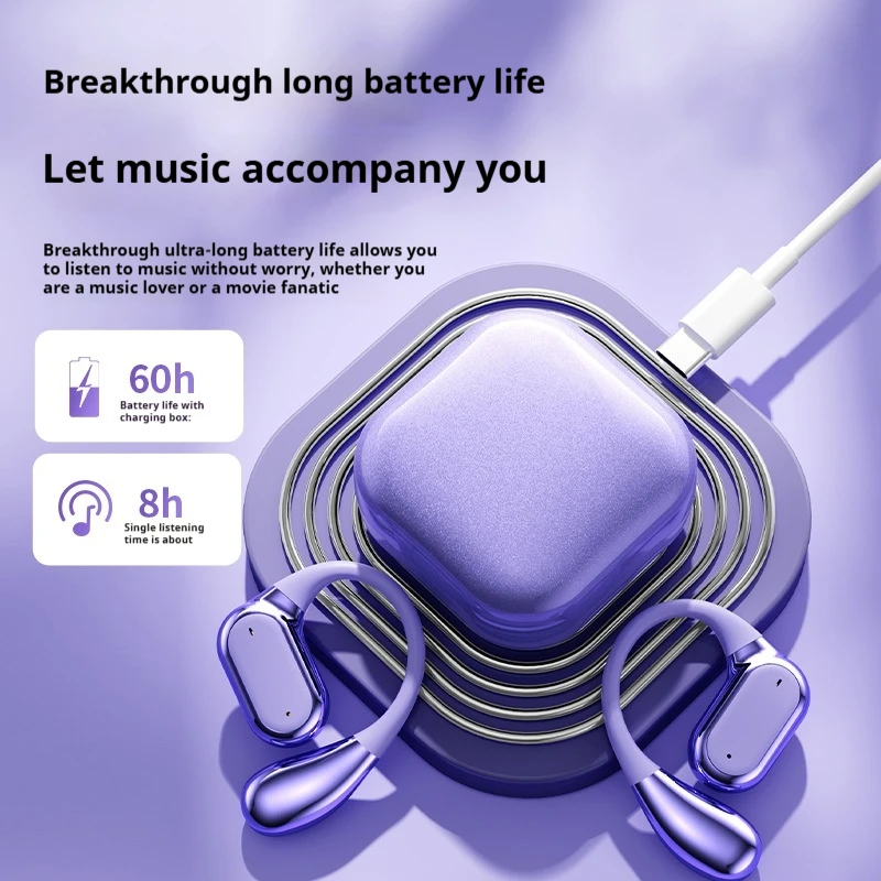 Open Ear Bluetooth 5.4 Headphones Wireless Sports Earbuds for Running Fitness Learning with Microphone
