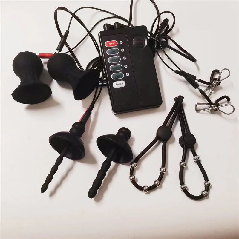 صدمة كهربائية سيليكون مجرى البول السبر موسع الحلمات مصاصة كليب القضيب المدرب خاتم الديك الحصان العين قضيب الجنس لعب الرجال