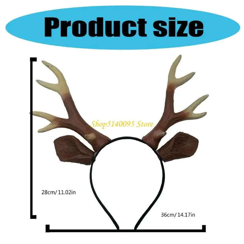 DXAE Animal Deer Ears Hairband Reindeer Antlers Headband Cosplay Halloween Deer Costume Deer Antler Hairband Adult Kids