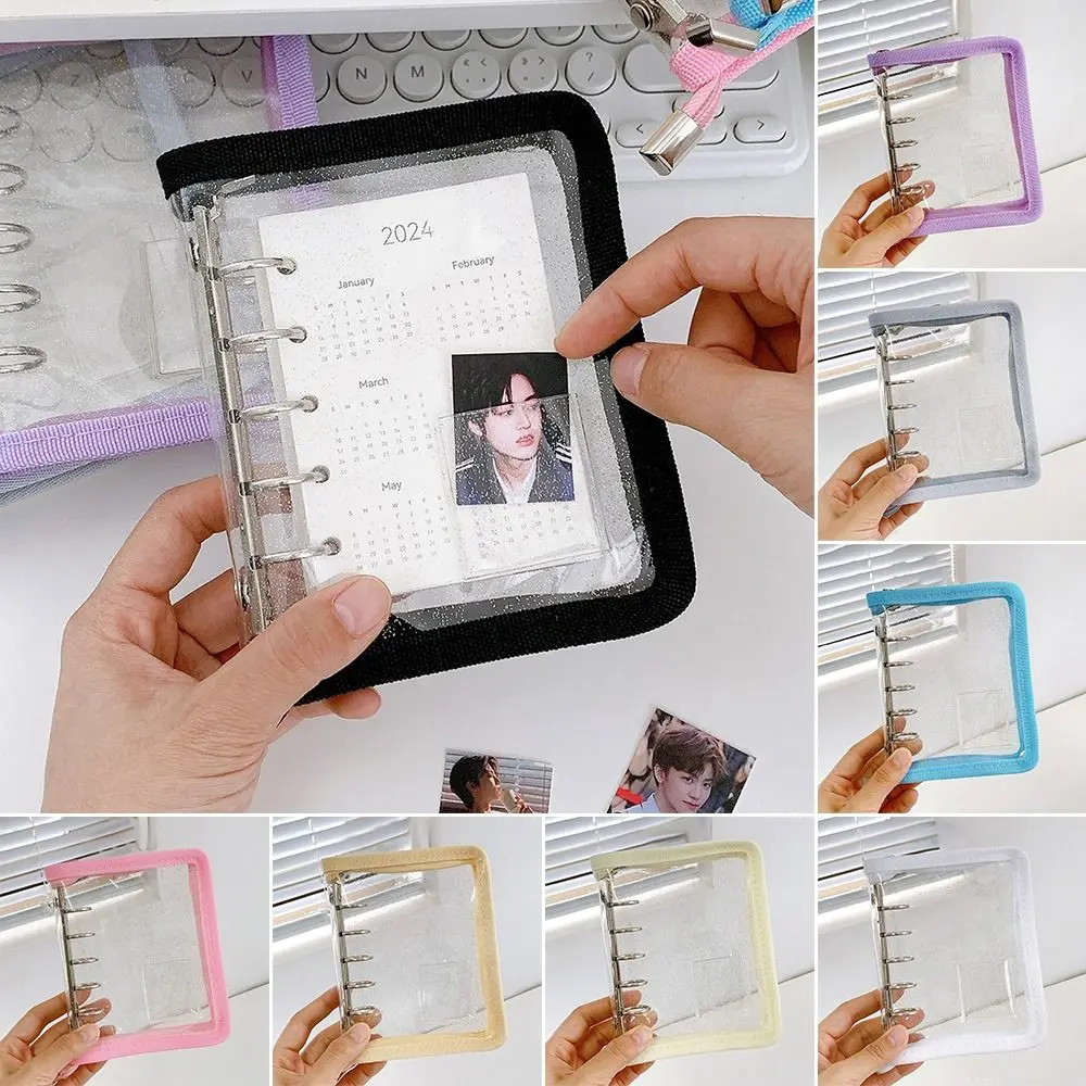 Mini Zipper Loose-leaf Photo Album Binder Case 5-Hole Metal Binder Pvc Girl Photocard Binder Photocard Holder Collect Book