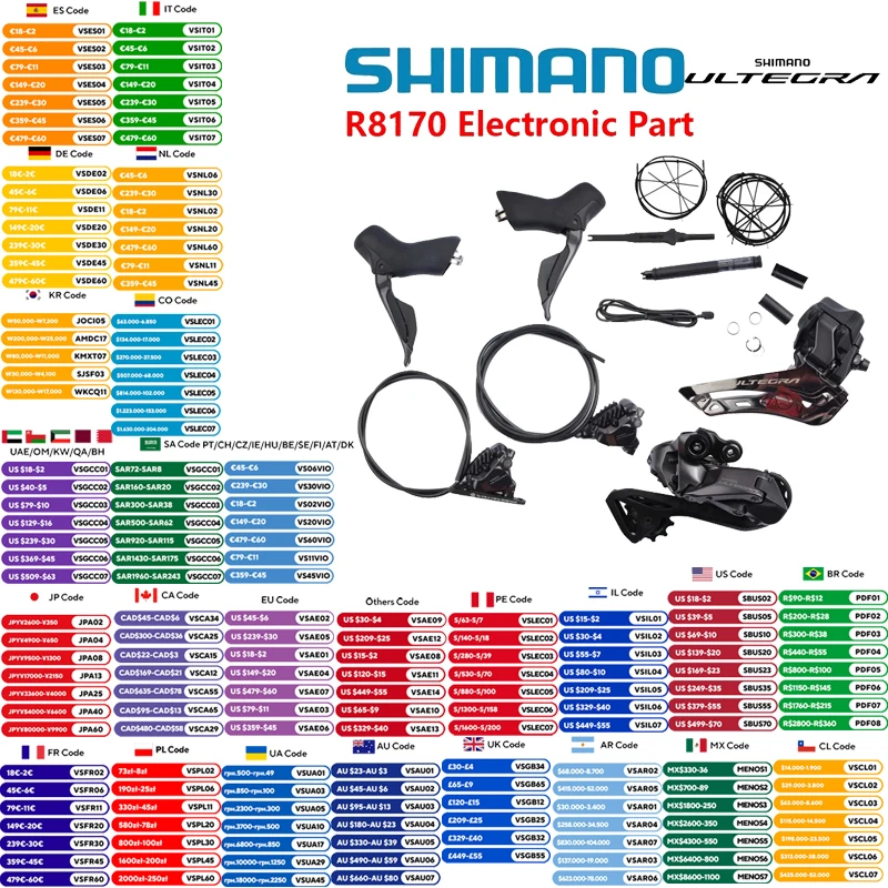 

Shimano ULTEGRA Series Di2 Groupset R8170 Electronic Part Without Crankset 2x12s For Road Bike No Crankarm No Chainring Original