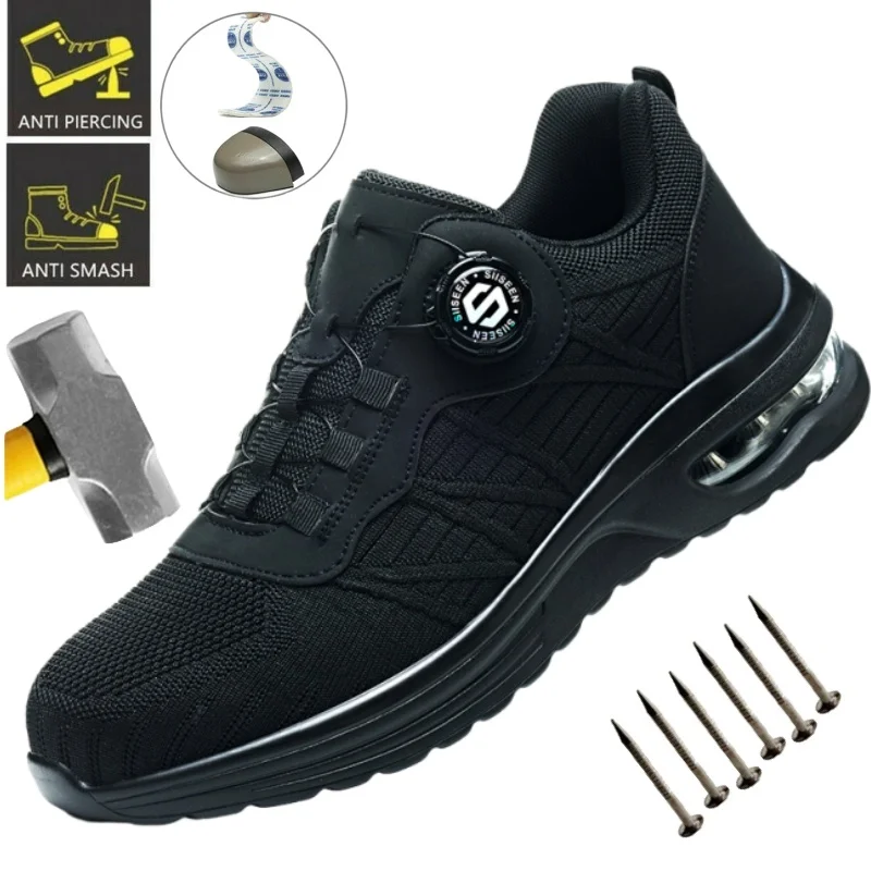 

Air Cushion Safety Shoes Work Shoes Steel Toe Men Puncture-protective Work Botas Anti-smash Protect Indestructible Safety Shoe