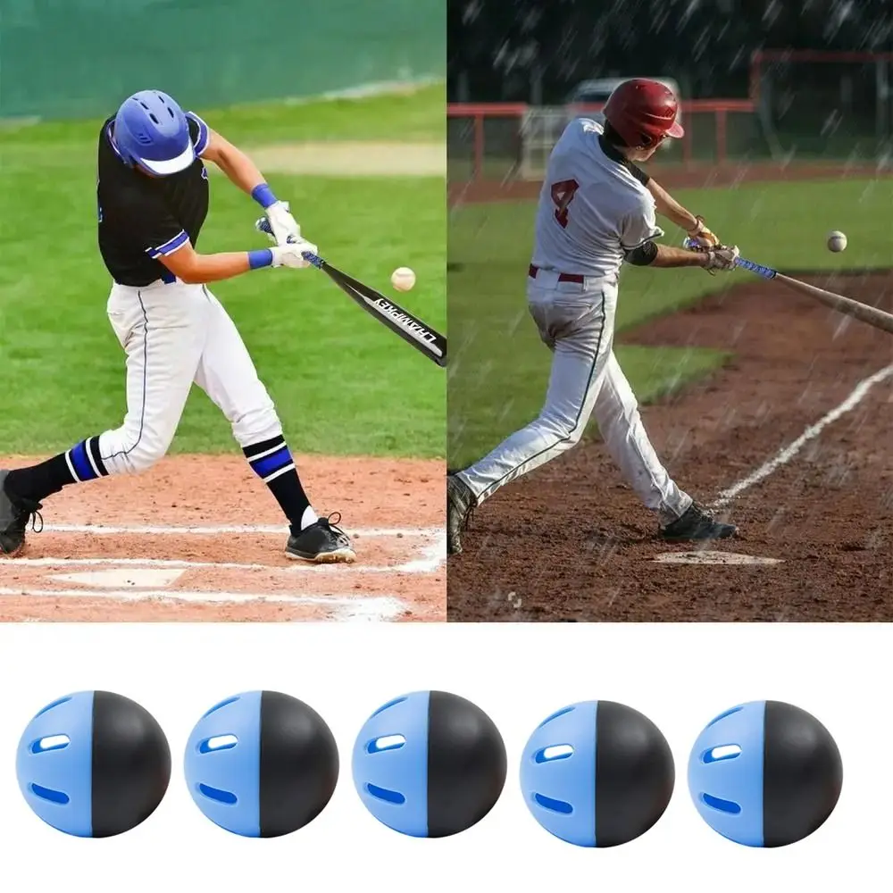 5PCS Beginner Training 74MM Baseball Practice Balls EVA Hollow Hole Airflow Balls Lightweight Auxiliary Softballs Outdoor