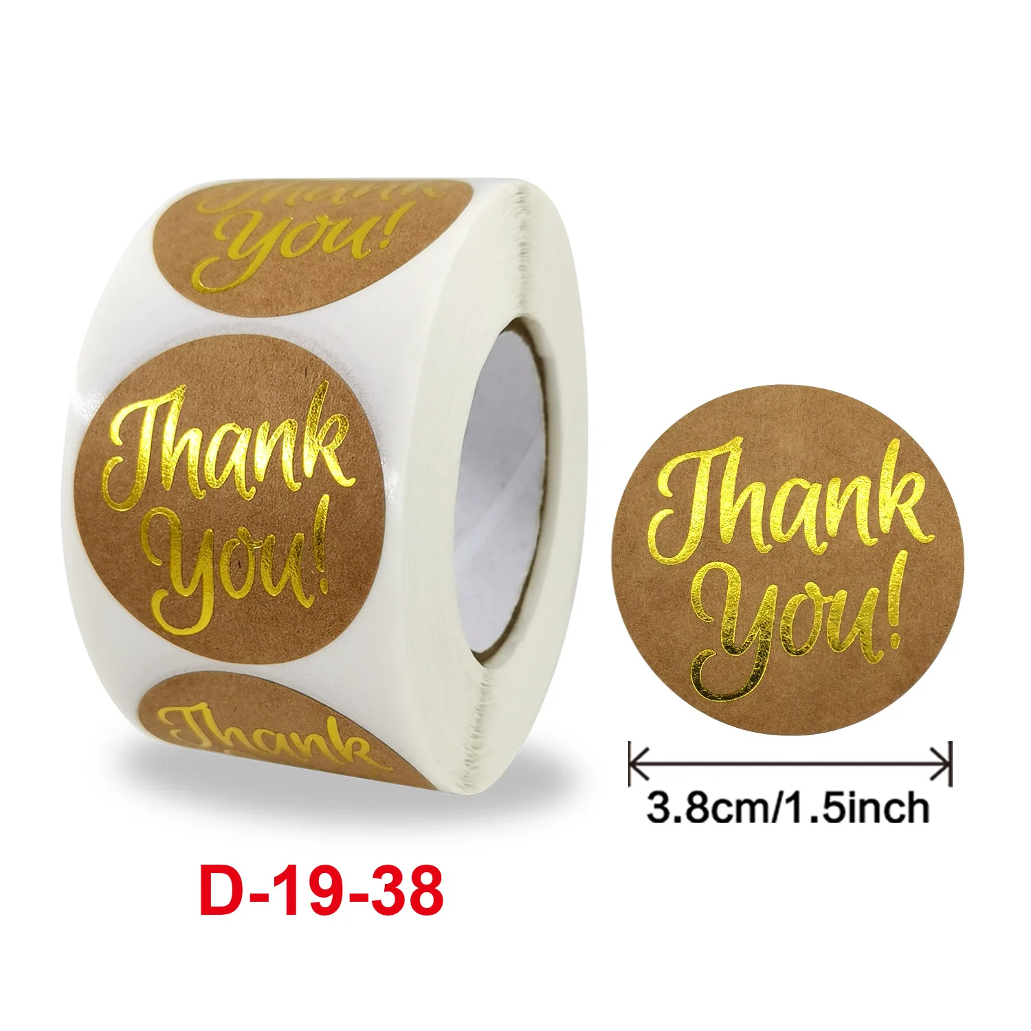 100-500 Pcs 1.5inch 3.8cm Round Kraft Paper Gold Thank You Gift Seal Sealing Stickers Wedding Holiday Label