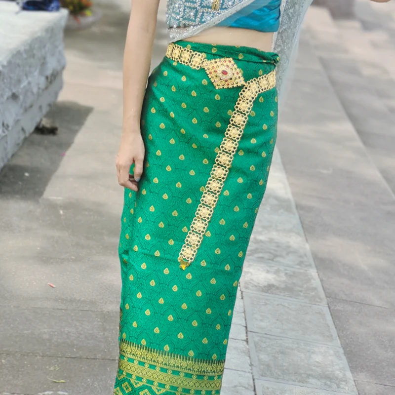 Traje tradicional Dai para mujer, ropa de Festival de rociado de agua, falda larga tailandesa de verano, baile étnico, ropa del sudeste asiático