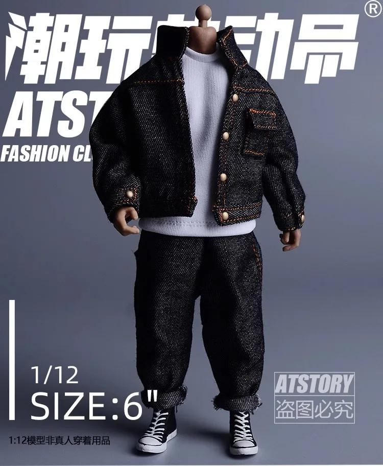 ATSTORY 1/12TH Scale Soldier Trendy Harlan Jacket Jeans Clothes Accessories Model Toy fit 6