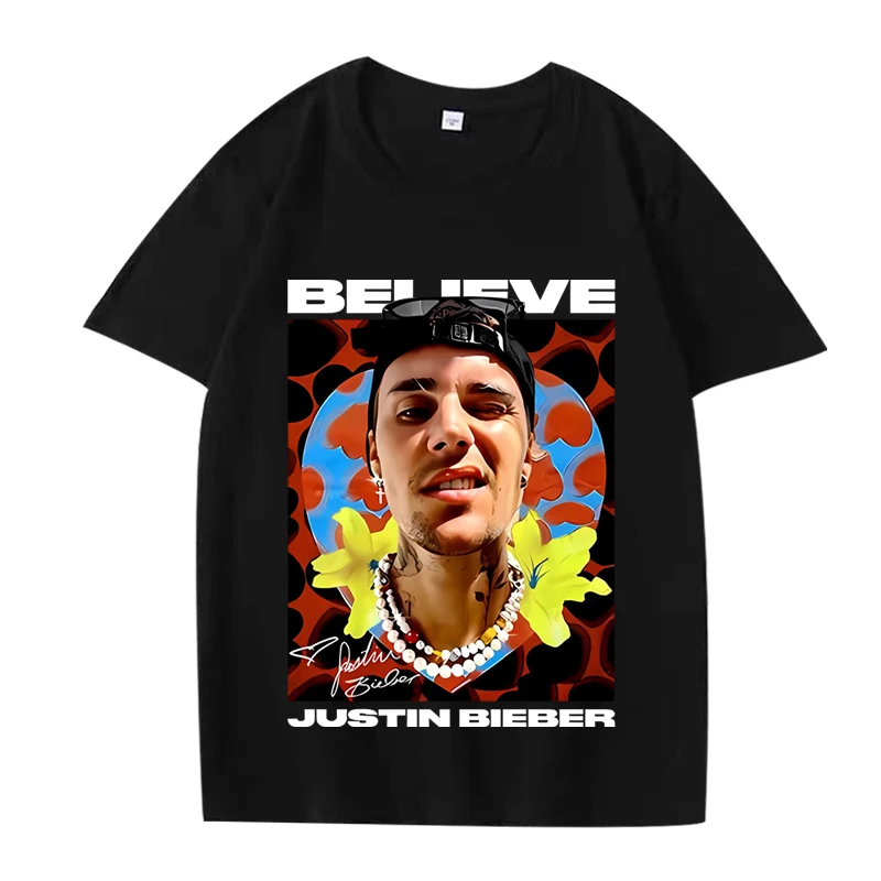 

Justin Bieber Oversized graphics T Shirt men ’s women Oversized 100% Cotton fashion short sleeve Summer print loose Unisex tops