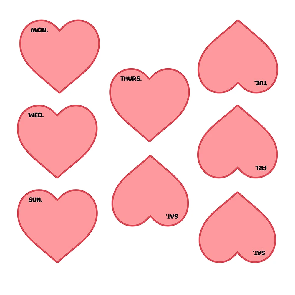 

8pcs Heart Whiteboard Sticker Multifunctional Adhesive Note For Task Organizer Dry Erase Memo Message Grocery List Notepad
