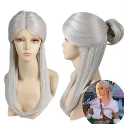 Halloween women Game Wild Hunt witcher hunter Ciri cosplay wig Cirilla role play silver white hair costumes
