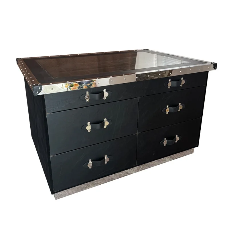 

Simple light luxury bedroom chest cabinet solid wood jewelry display cabinet