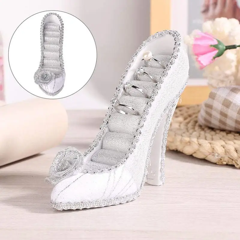 High Heels Shoe Model Ring Jewelry Display Stand Holder Earring Rack Jewellery Tray Storage Organizer Case For Counter Display