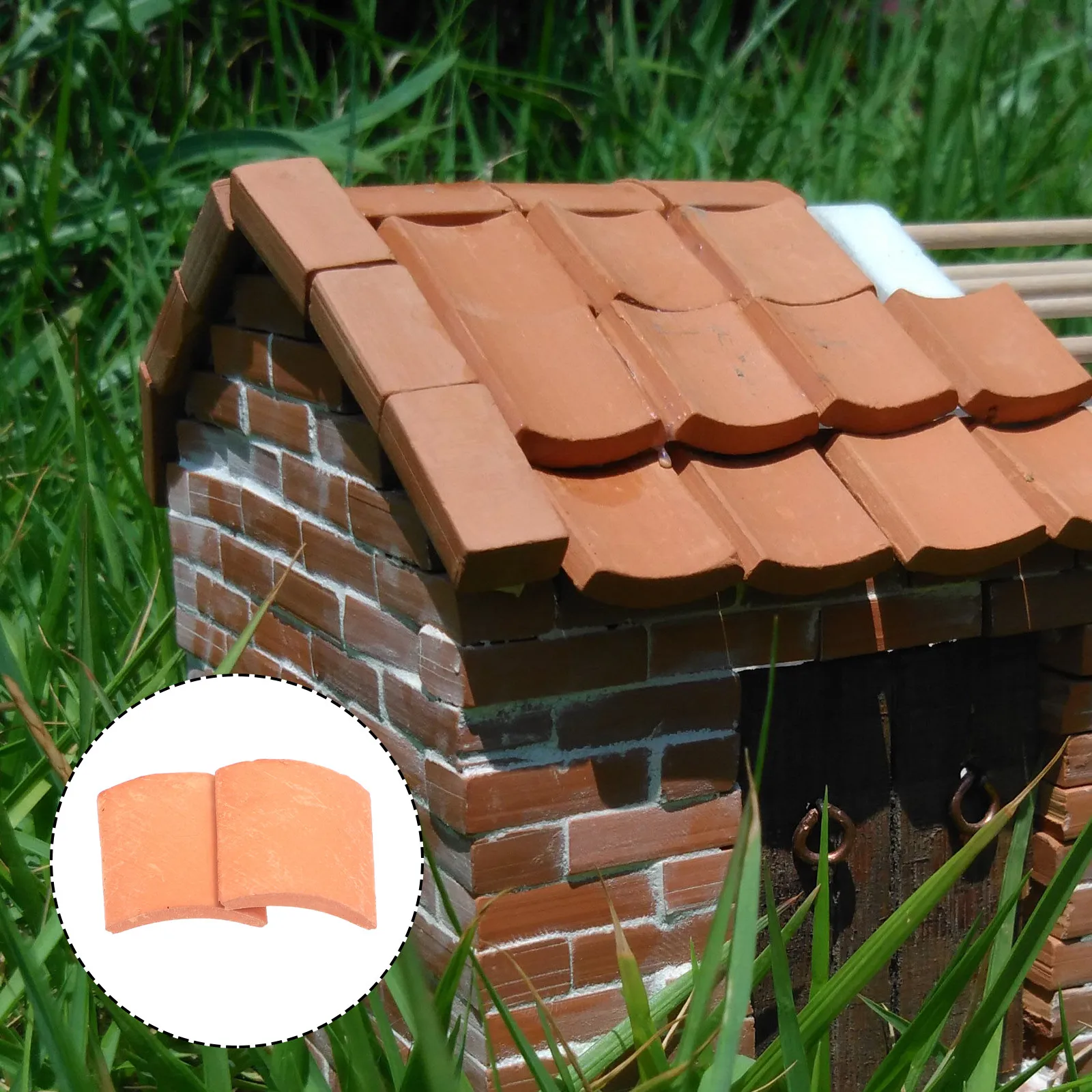 

80Pcs Realistic Fake Roof Tiles for Miniature Garden Architecture Display Sand Table Roof Tiles Decors DIY Layout Props