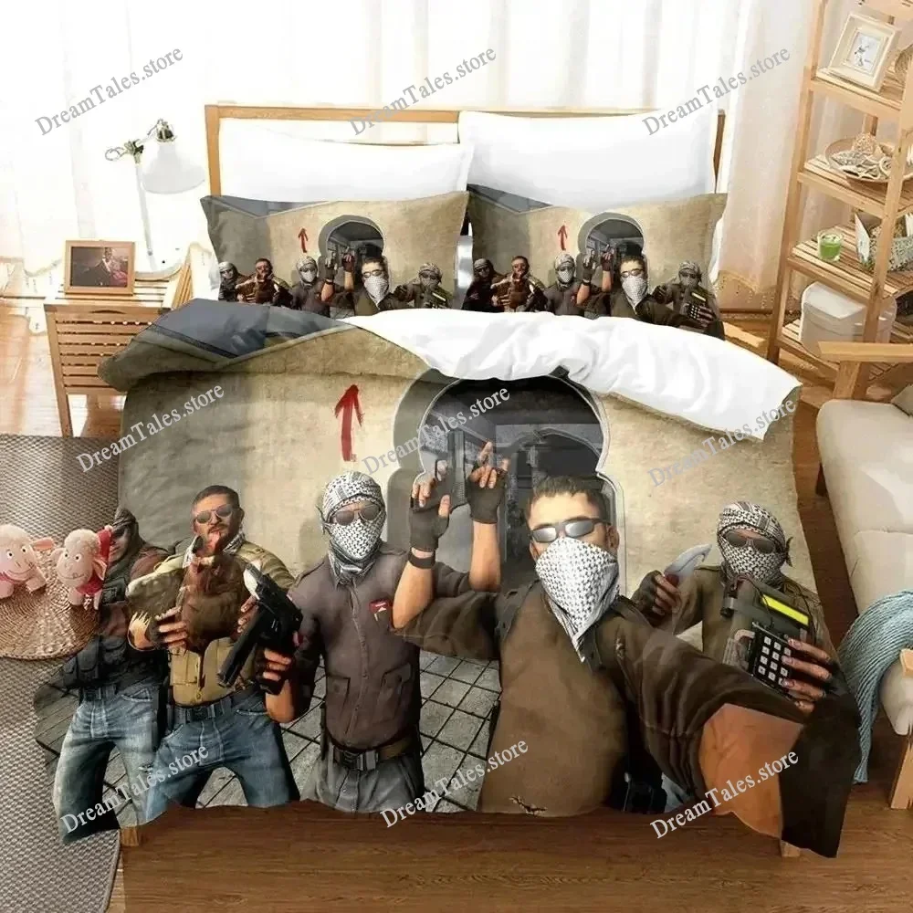 

3D Print Fashion Shooting Game Csgo Bedding Set Boys Girls Twin Queen King Size Duvet Cover Pillowcase Bed Boys Adult Bedroom