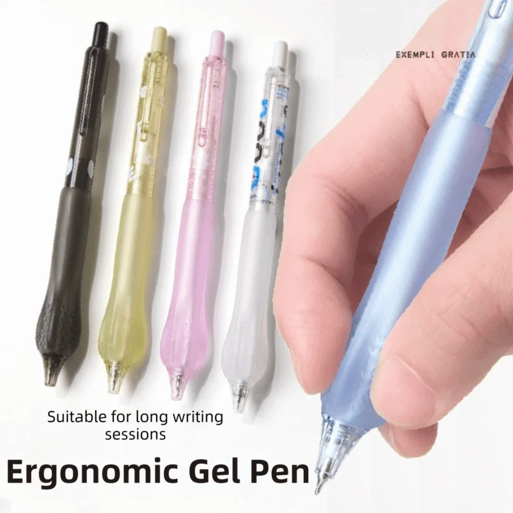 Ergonomic Smooth Writing Pens 0.5mm Retractable Click Black Ink Gel Pen Soft Grip Cushion Quick-Dry Study Tool Students Exams