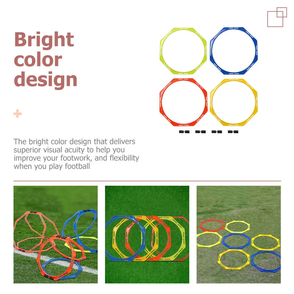 4Pcs Soccer Training Rings Professional Agility Rings for Football Outdoor Lawn Use Bright Visual Acuity Footwork Improvement