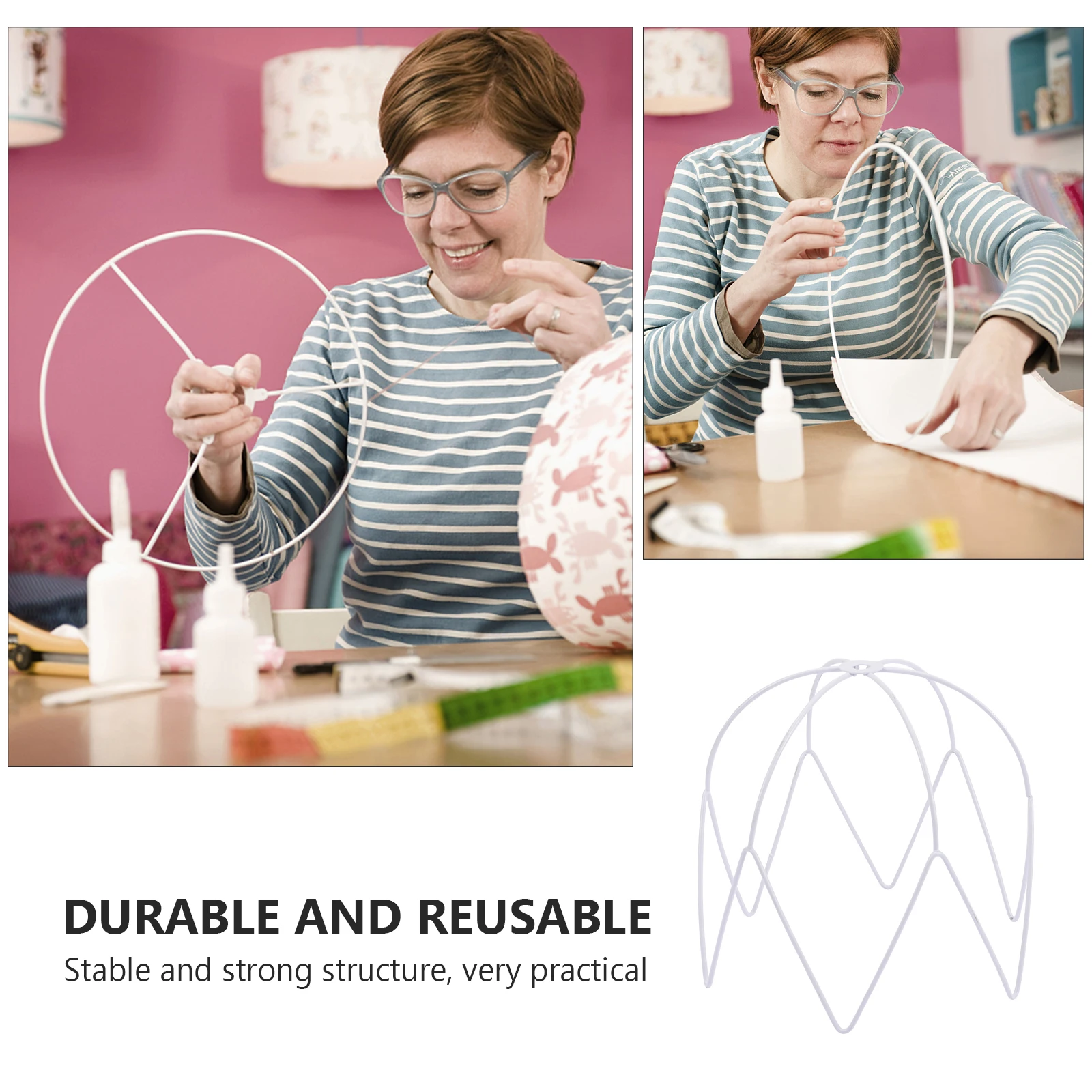 

Iron Lamp Shade Ring Frame Vintage Diy Wire Light Cover Chandelier Pendant Cage Support Decorative Holder Accessory